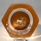 Antique Baccarat Faceted Art Glass Paperweight Amber Engraved Young Stag
