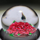 Rare Antique Union Glass Company Art Glass Paperweight Lampwork Red Rose Blossom & Three Buds