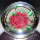 Rare Antique Union Glass Company Art Glass Paperweight Lampwork Red Rose Blossom & Three Buds