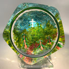 Modern Unknown European Art Glass Paperweight Crush Glass with Lampwork Trees & Cross