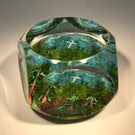 Modern Unknown European Art Glass Paperweight Crush Glass with Lampwork Trees & Cross