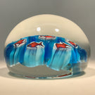Miniature Murano Art Glass Paperweight House of Goebel Figural Red & Blue Fish Canes