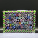 Tomasz Gondek 2022 Glass Art Paperweight Faceted Rectangular Closepack Complex Millefiori Plaque with Butterfly