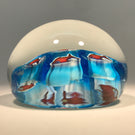 Miniature Murano Art Glass Paperweight House of Goebel Figural Red & Blue Fish Canes