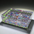 Tomasz Gondek 2022 Glass Art Paperweight Faceted Rectangular Closepack Complex Millefiori Plaque with Butterfly