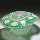 Saint-Louis 1981 Glass Art Paperweight Complex Millefiori Basket of Flowers Piedouche