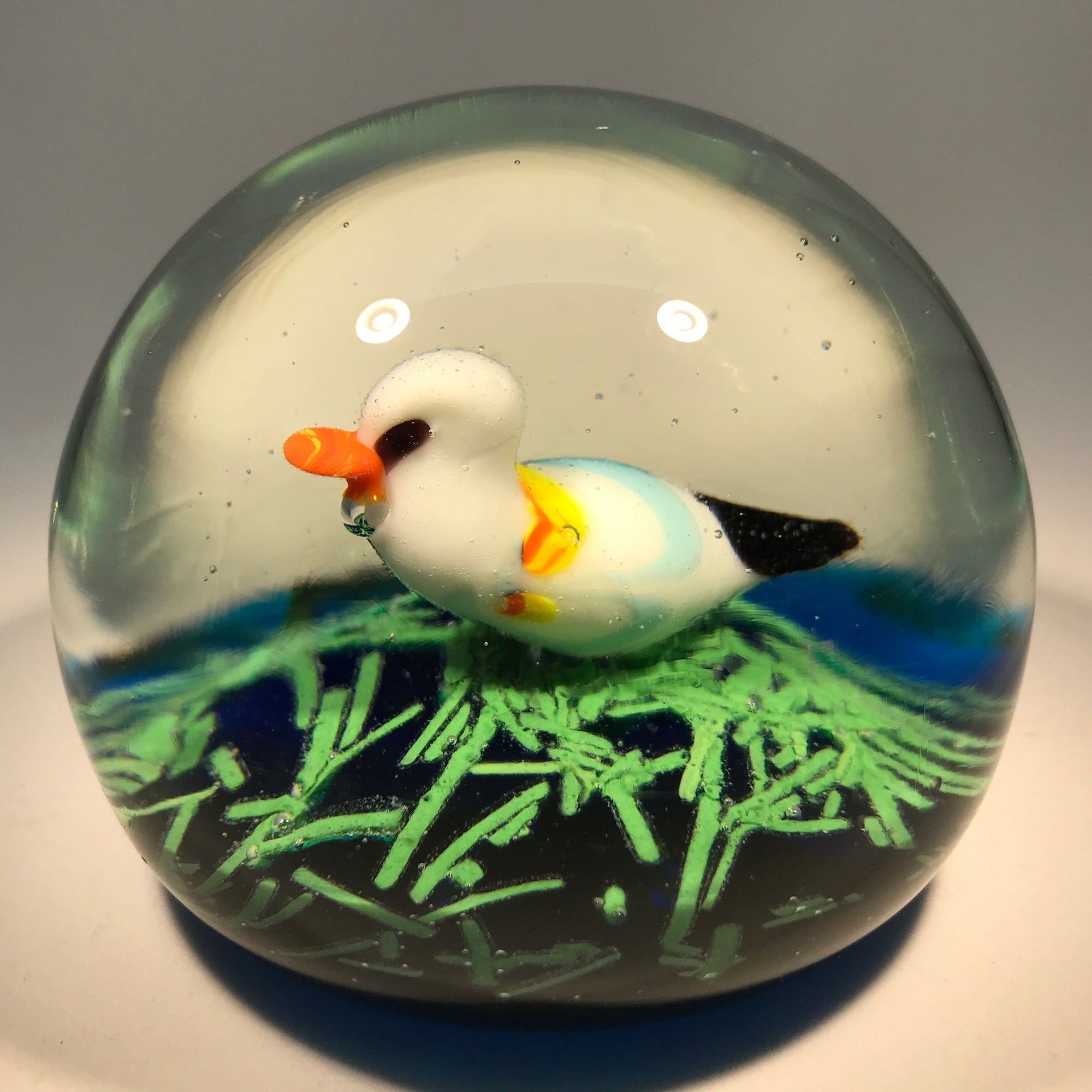 Vintage Murano Art Glass Paperweight 3D Lampwork Bird on a Nest