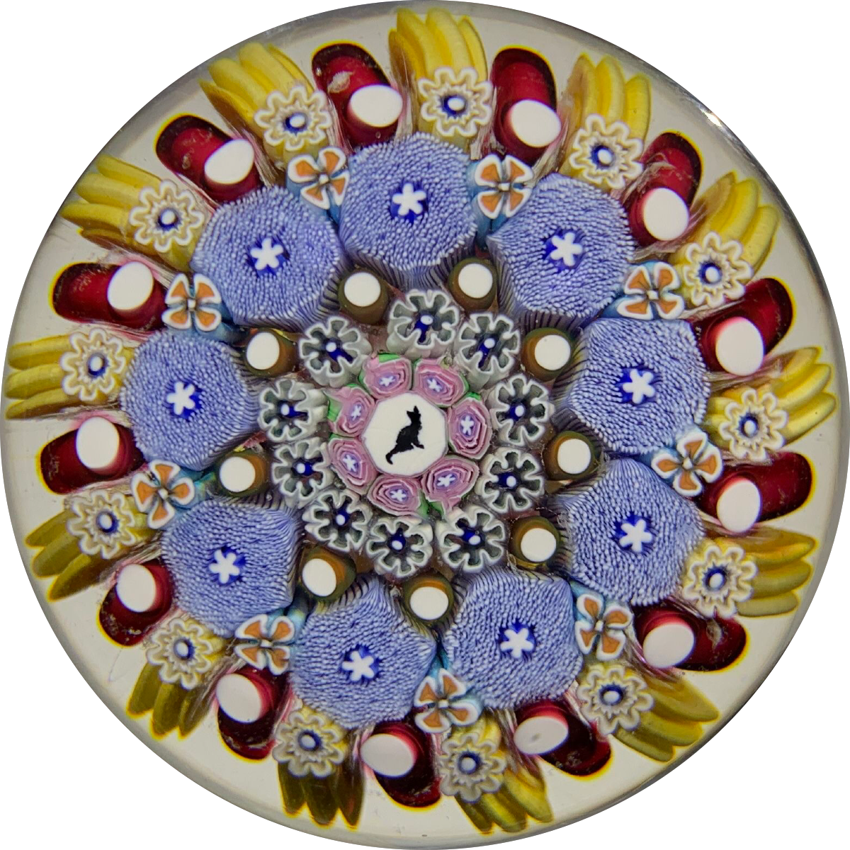 Damon MacNaught 2019 Concentric Millefiori with Cat Silhouette & Roses
