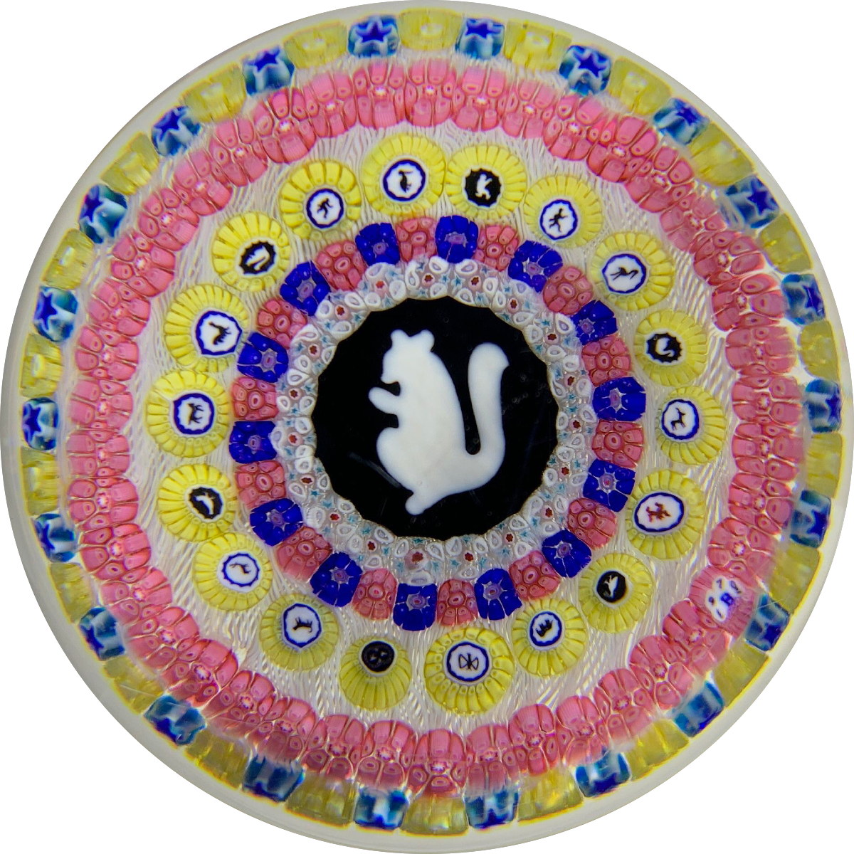 Baccarat 1972 Squirrel with Concentric Millefiori & Gridel Silhouettes