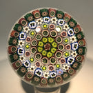 Parabelle Art Glass Paperweight Close Concentric Millefiori with Pansy Canes