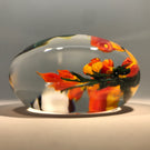 Signed Rick Ayotte Art Glass Paperweight Lampwork Hummingbird at Flower