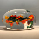 Signed Rick Ayotte Art Glass Paperweight Lampwork Hummingbird at Flower
