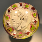 Antique Val St. Lambert Art Glass Paperweight Sulphide on White with Millefiori & Torsade