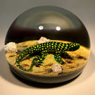 Signed William Manson Art Glass Paperweight Aventurine Spotted Lizard