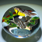 Rick Ayotte 1980 Glass Art Paperweight Flamework Songbird with Rainbow LE 25/50