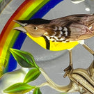 Rick Ayotte 1980 Glass Art Paperweight Flamework Songbird with Rainbow LE 25/50