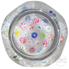 Vintage Baccarat Glass Art Paperweight Complex Spaced Millefiori on White Upset Muslin Lace