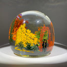 Contemporary Alison Ruzsa Art Glass Paperweight Encapsulated Hand Painted "Autumn Arbor"