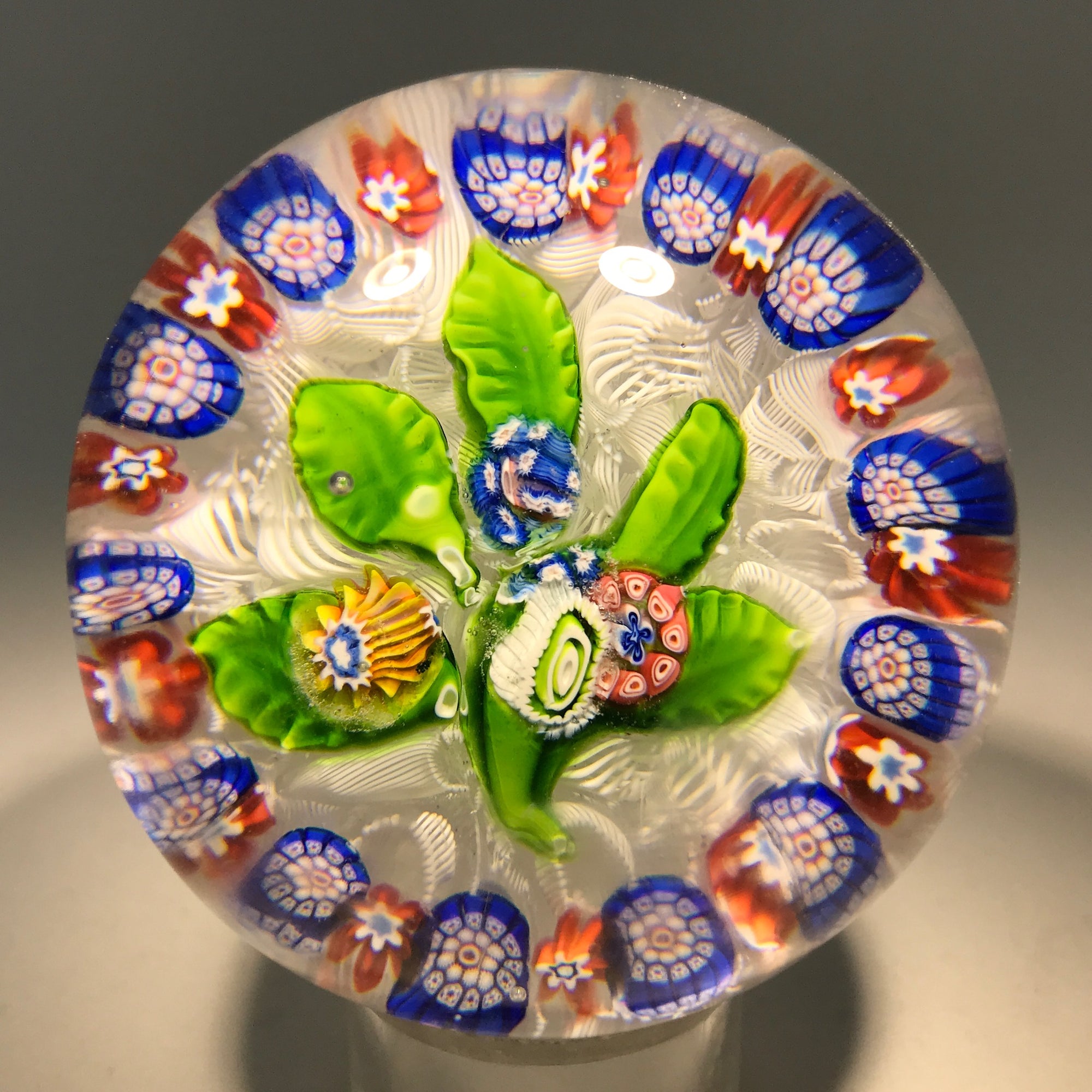 Antique Saint Louis Art Glass Paperweight Millefiori Nosegay on Upset Muslin