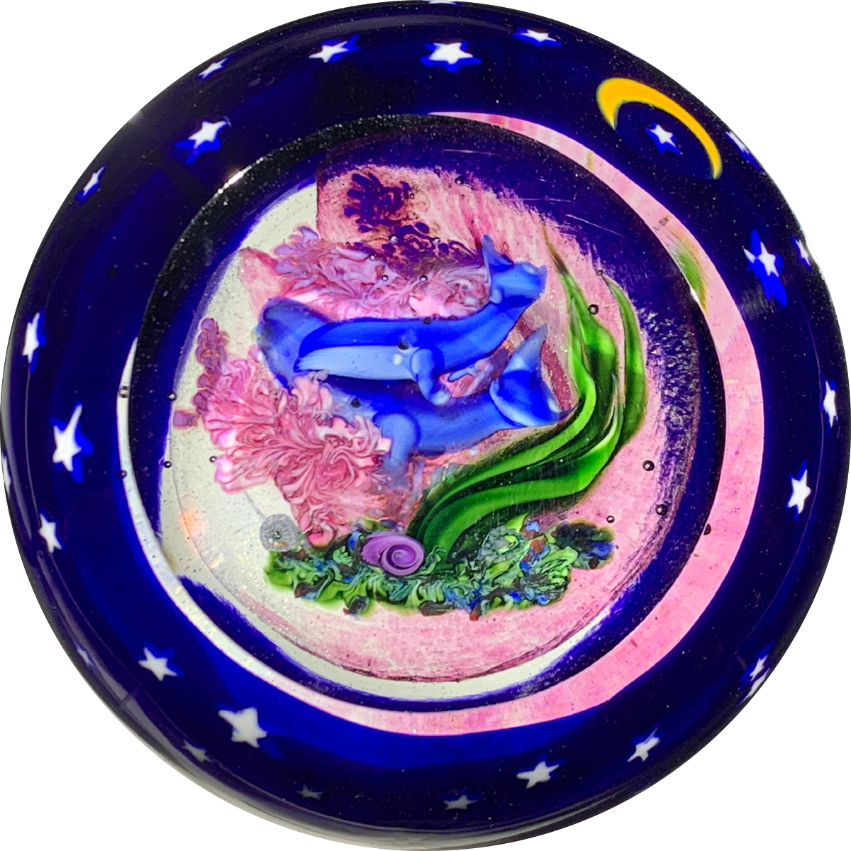 David Salazar 1997 Compound Torchwork Blue Whales with Night Sky overlay