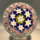 Early Murano Art Glass Paperweight Concentric Millefiori With Rose Canes