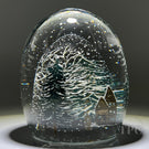 Alison Ruzsa 2015 Glass Art Sculpture Hand-Painted Enamels Cabin in the Woods & Falling Snow