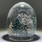 Alison Ruzsa 2015 Glass Art Sculpture Hand-Painted Enamels Cabin in the Woods & Falling Snow