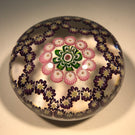 Antique Clichy Art Glass Paperweight Interlace Purple Millefiori Garland