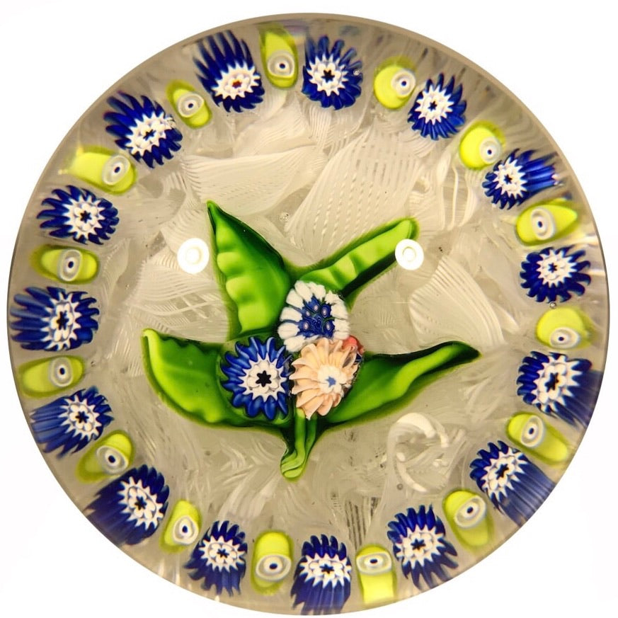 Antique Saint Louis Art Glass Paperweight Millefiori Nosegay on Upset