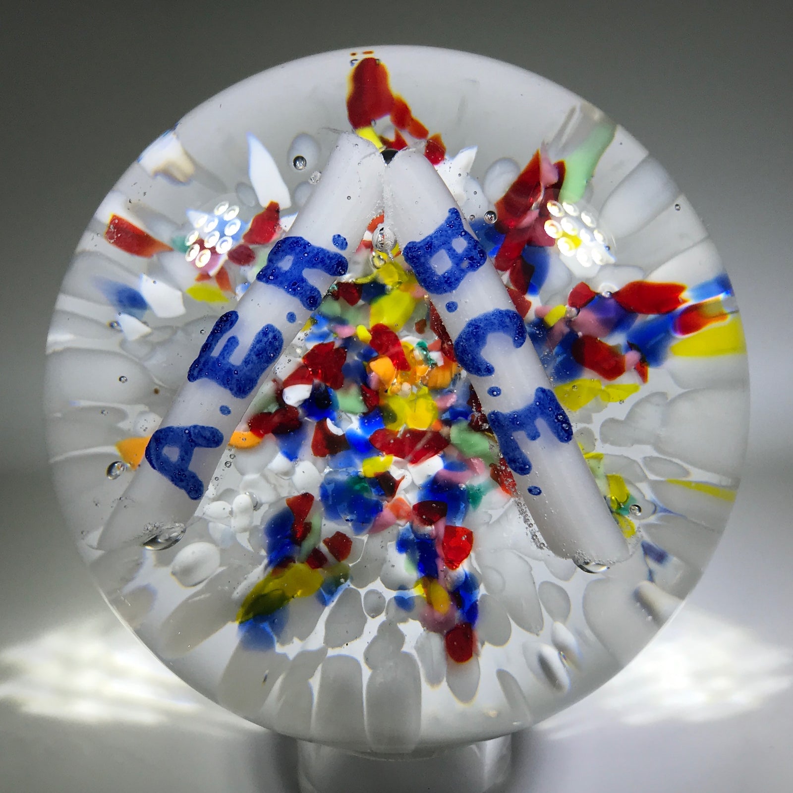 Sydenham Glass Co. Art Glass Canadian Plaque Paperweight A.E.R. B.C.E