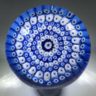 Vintage Whitefriars Art Glass Paperweight Concentric Blue & White Millefiori
