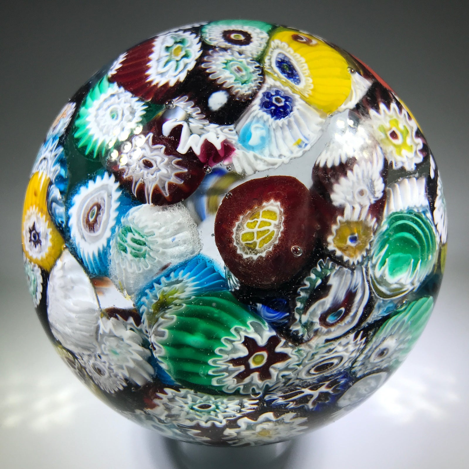 Mid 20th Century Murano Art Glass Paperweight Millefiori Scramble