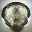 Rare Ed Rithner Art Glass Paperweight Maroon Flower on Frit Doily