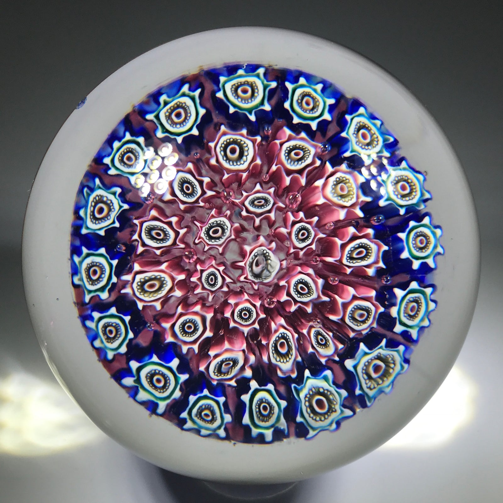 Vintage Murano Art Glass Paperweight Complex Close Concentric Millefiori