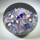 Antique Baccarat Art Glass Paperweight Ribbon & Latticino End-of-Day Scramble