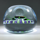 Vintage J Glass Allan Scott Art Glass Paperweight Pansy & Millefiori Garland