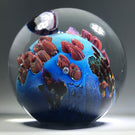 Signed Josh Simpson Art Glass Paperweight Detailed Inhabited Planet