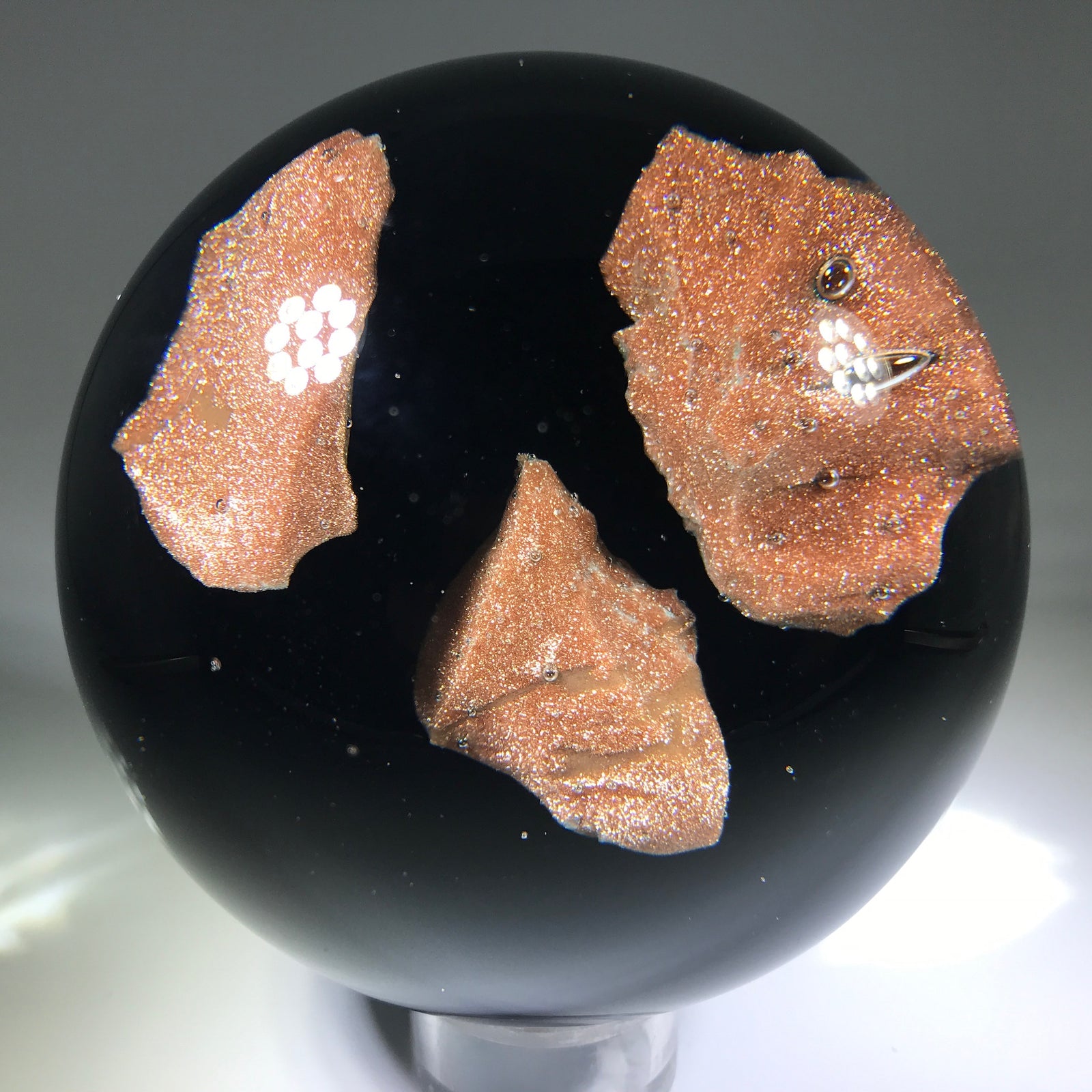 Vintage Murano Ferro & Lazzarini Art Glass Paperweight Encased Chunks of Aventurine