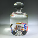 Vintage Murano Fratelli Toso Art Glass Paperweight Scattered Millefiori Cylinder W/ Knob