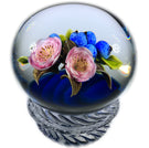 Signed Victor Trabucco Art Glass Paperweight Lampwork Blueberry Flower Piedouche