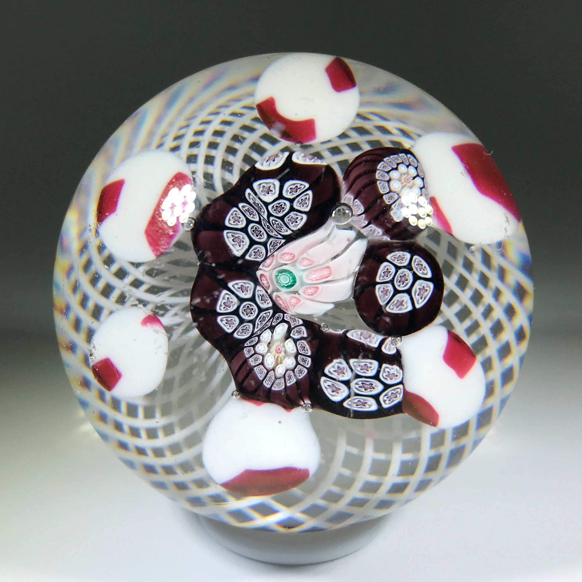 Antique New England Glass Co. NEGC Art Glass Paperweight Rare Patterned Millefiori on Basket