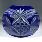 Antique Val St Lambert Art Glass Paperweight Fancy Faceted Blue Flash Overlay