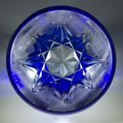Antique Val St Lambert Art Glass Paperweight Fancy Faceted Blue Flash Overlay