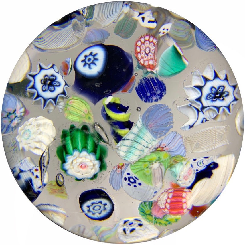 Antique New England Glass Co. Art Glass Paperweight Millefiori Scramble w/ Rare 1852 Date Canes