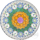Michael Hunter 2022 Glass Art Paperweight Concentric Complex Millefiori with Roses, Daisies & Kingfisher Murrine