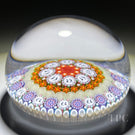 Michael Hunter 2022 Glass Art Paperweight Concentric Complex Millefiori with Roses, Daisies and 19 Dancer Silhouette Canes