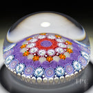 Michael Hunter 2022 Glass Art Paperweight Concentric Complex Millefiori with Roses, Daisies and 20 Bird Picture Canes