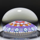 Michael Hunter 2022 Glass Art Paperweight Concentric Complex Millefiori with Roses, Daisies and 20 Bird Picture Canes
