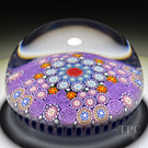 Michael Hunter 2022 Glass Art Paperweight Paneled Complex Millefiori with Roses & Daisies in Staves