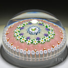 Michael Hunter 2022 Glass Art Paperweight Concentric Complex Millefiori with Roses, Daisies and Gouldian Finch Picture Canes